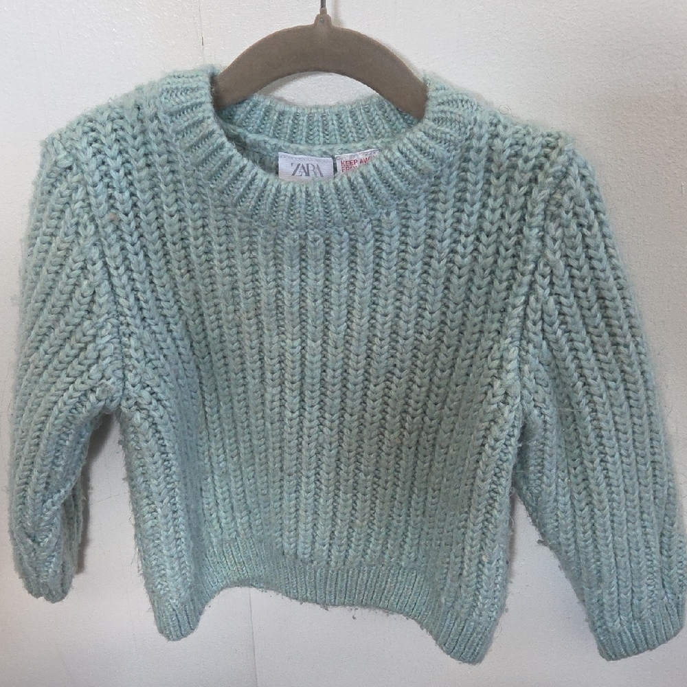 Zara Toddler Light Green Knit Sweater